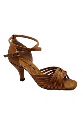 Godance Latin Shoes Brown Satin
